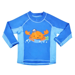 Wholesale Children's Animal Design Breathable Anti-UV Eco-Friendly Spandex/Nylon Beachwear Swim Trunk for Boys Long Sleeve Two