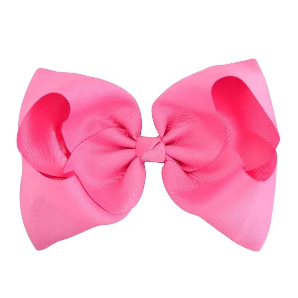 Hot Sale Cute 8 inch Grosgrain Solid Color Bowknot Hair Bows with Clips Handmade Cheap Price Kid Girls Hair Accessories