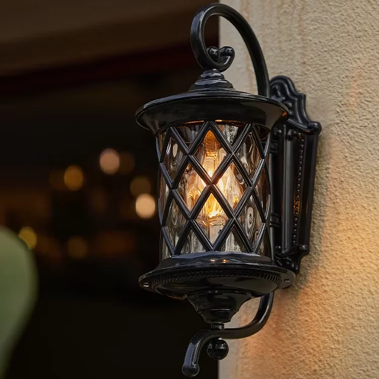 Lampu Dinding LED Tahan Air Luar Ruangan untuk Eksterior Vila, Balkon, Koridor & Halaman - Gaya Pedesaan Amerika, Aluminium dapat Diredupkan