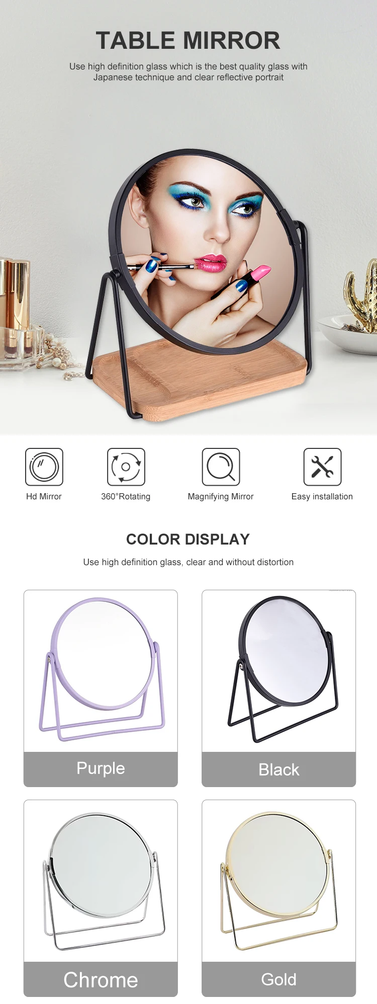 Modern Design 6 Inch Magnification Detachable Wooden Chassis Portable