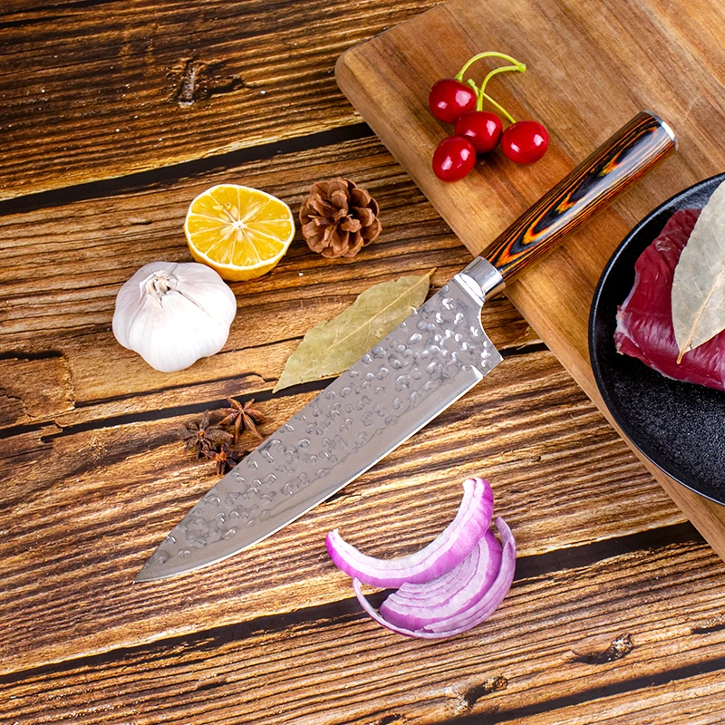 High Quality Stainless Steel Pakka Wood Handle Kitchen Knife Set  Urable sharp Forged 5 PCS Chef Knife Set