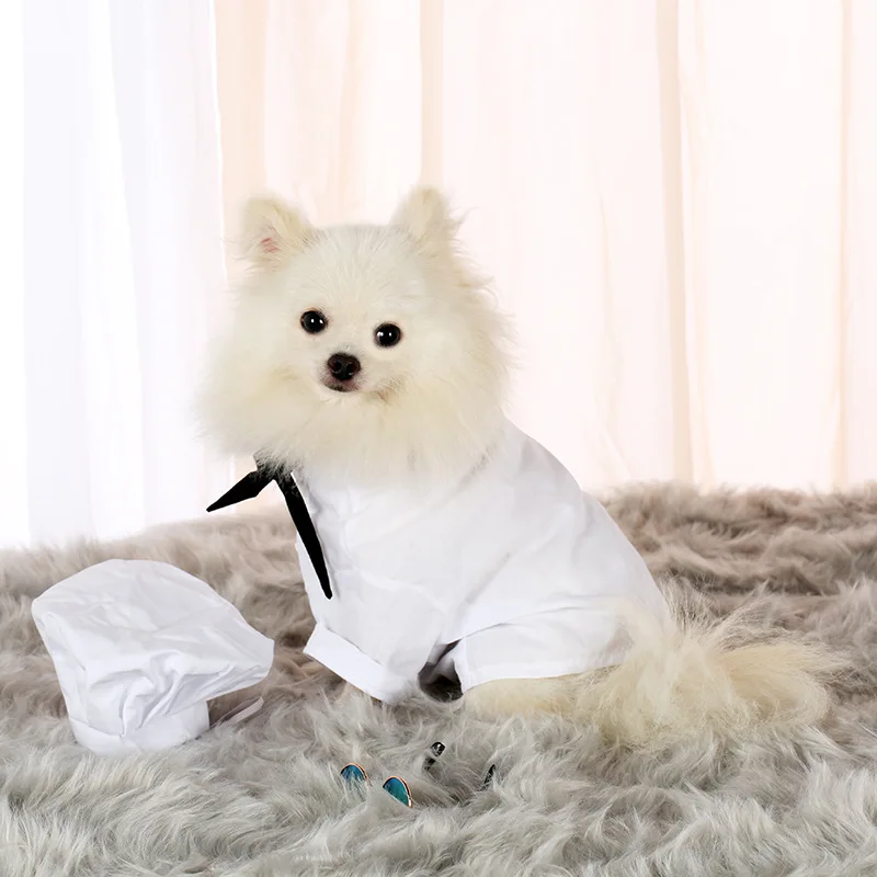 Cotton British Style With Hat Cooking Dog Chef Dress Holiday Puppy Clothes Cosplay Professional Suit