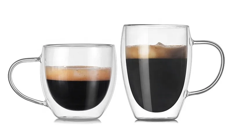 8oz 12oz 15oz Glasses Set Of 2 High Borosilicate Double Wall Glass Cups ...