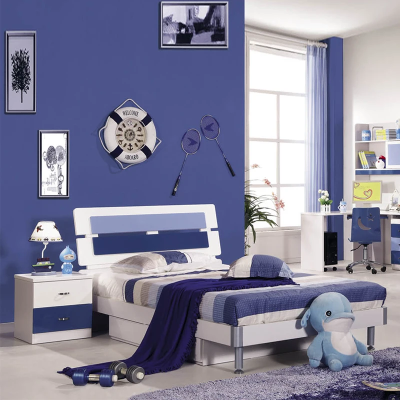 Custom Design Unique Kids Bedroom Sets Dark Blue Bedroom Furniture for Boy