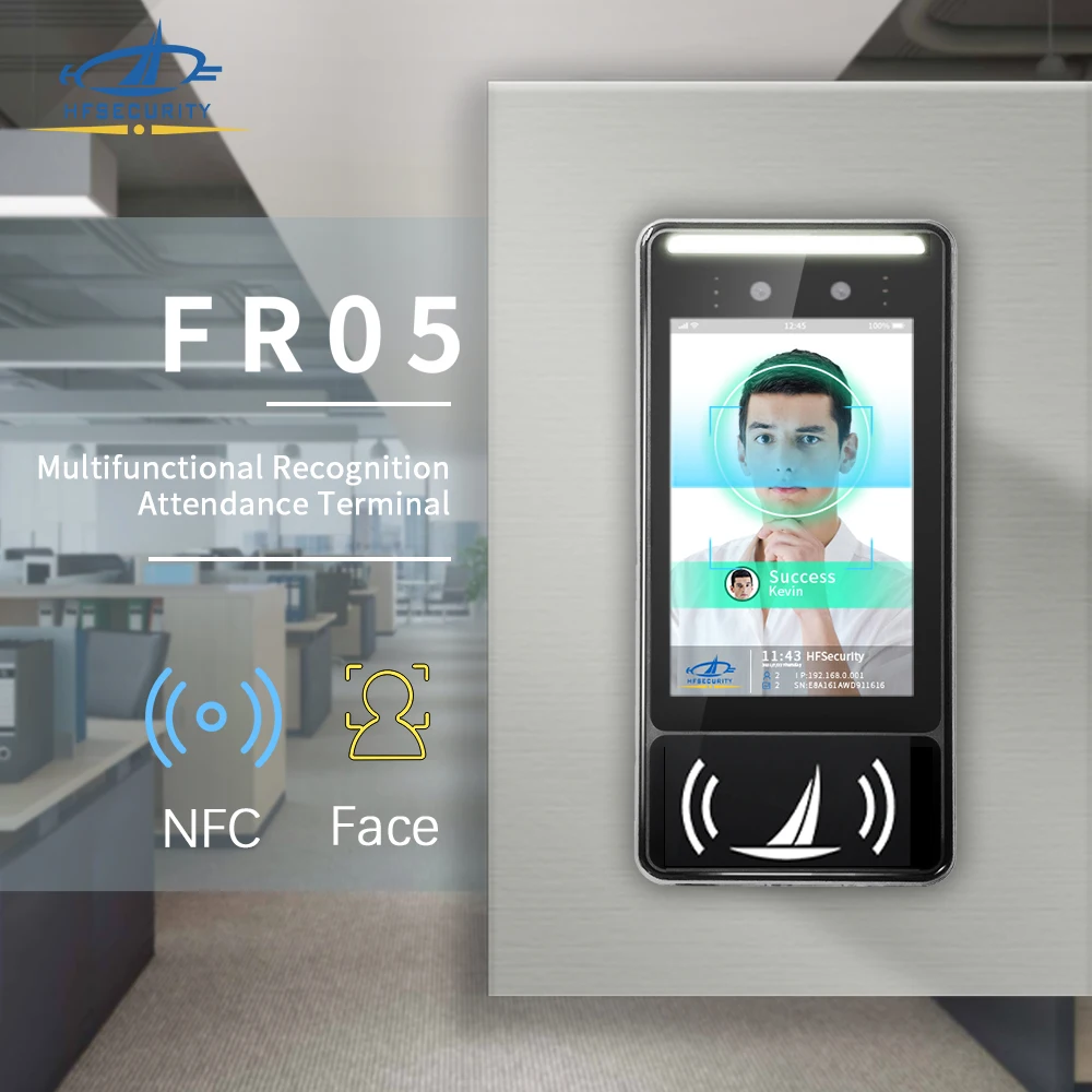 HFSecurity FR05 5 Inch Android 11 RFID Card Fingerprint Face Recognition Access Control on Turnstile
