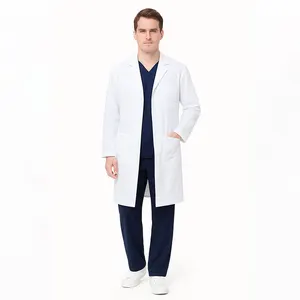 Wholesale Unisex Short and Long Sleeve White Lab Coat Hospital Medical Uniform Doctor Coat for Men and Women