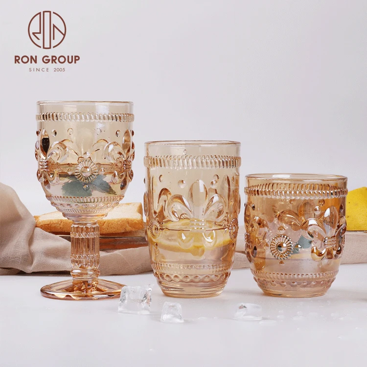 Custom Logo Engraved repurposed amber drinking glasses