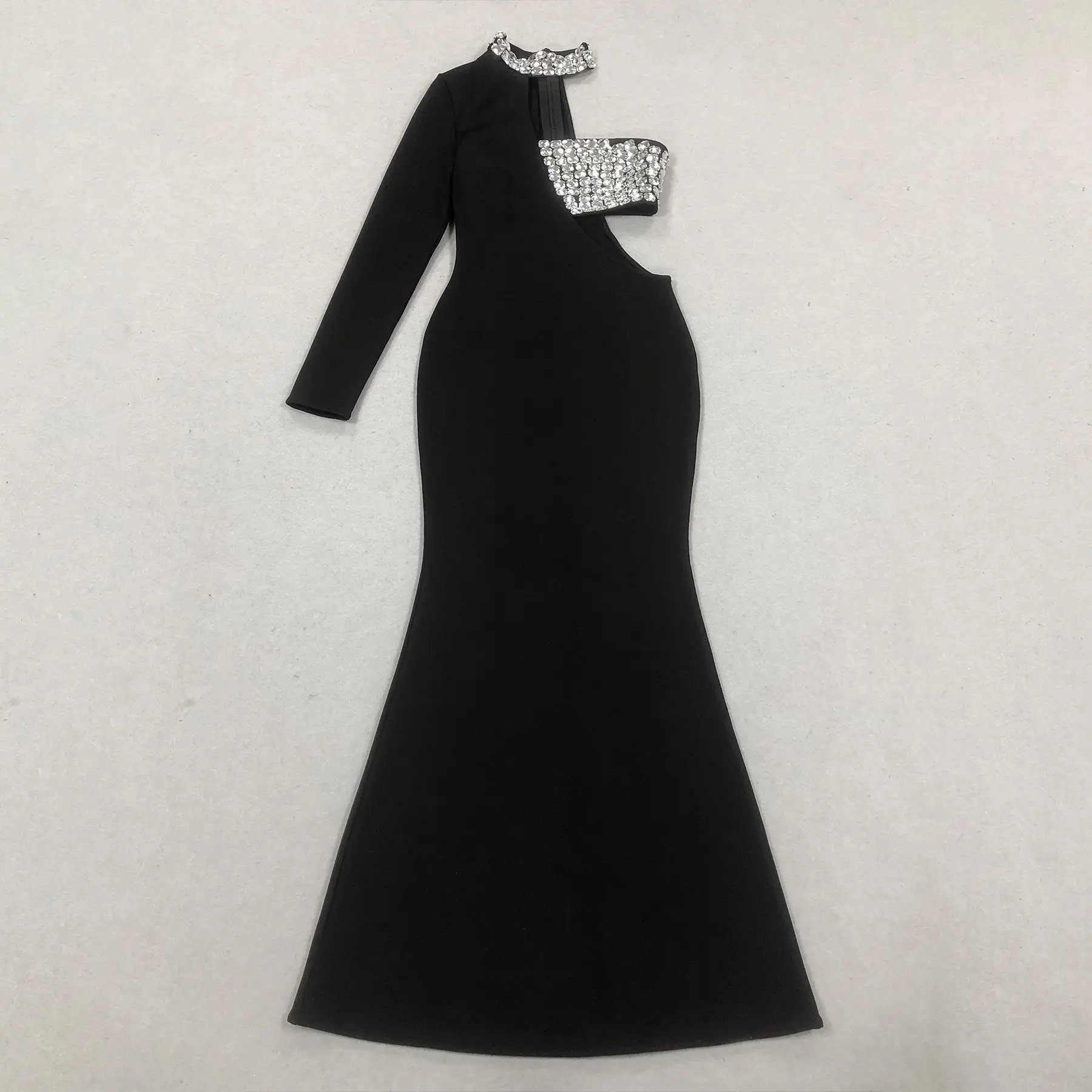 Shop Our Elegant Black Bandage Bodycon Dress With Rhinestones