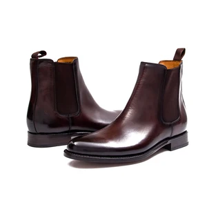 Exquisite Workmanship Goodyear Welted Chelsea Pure Leather Boots Dress Shoes With Italy Design for Men Casual Shoes
