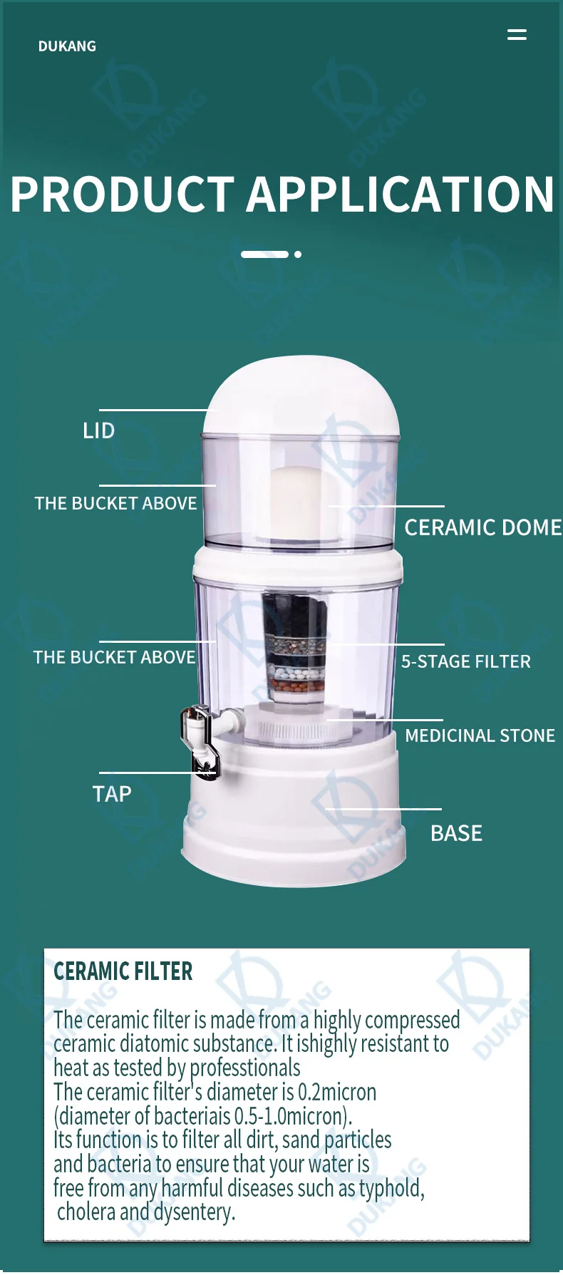 Dome Ceramic Water Filter Remove Bacteria Virus For Mineral Water Pot