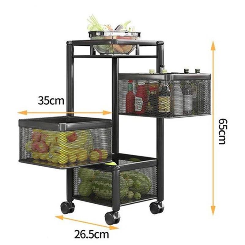 Rollable Kitchen Metal Rack Kitchen Rotating Vegetable Storage Rack Multi-functional Metal Rolling ...