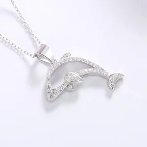 POLIVA 3A Cubic Zirconia Pendant Gold Plated Cute Dolphin Design 925 Silver with Rhodium Finish Wholesale Fashion Jewelry