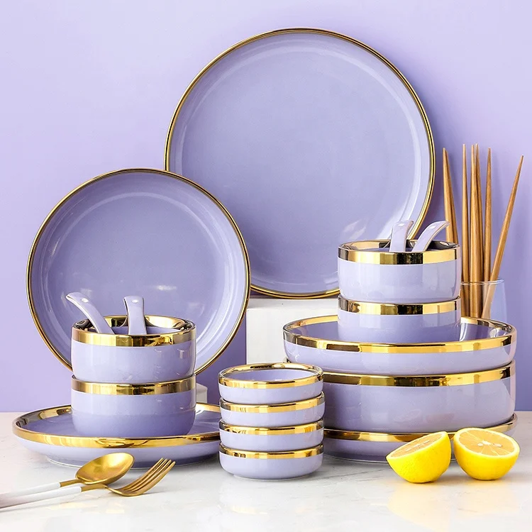Nordic Phnom Penh Simple Ceramic Tableware Set Light Luxury Dinnerware Plate Dish Bowl Chopstick Spoon