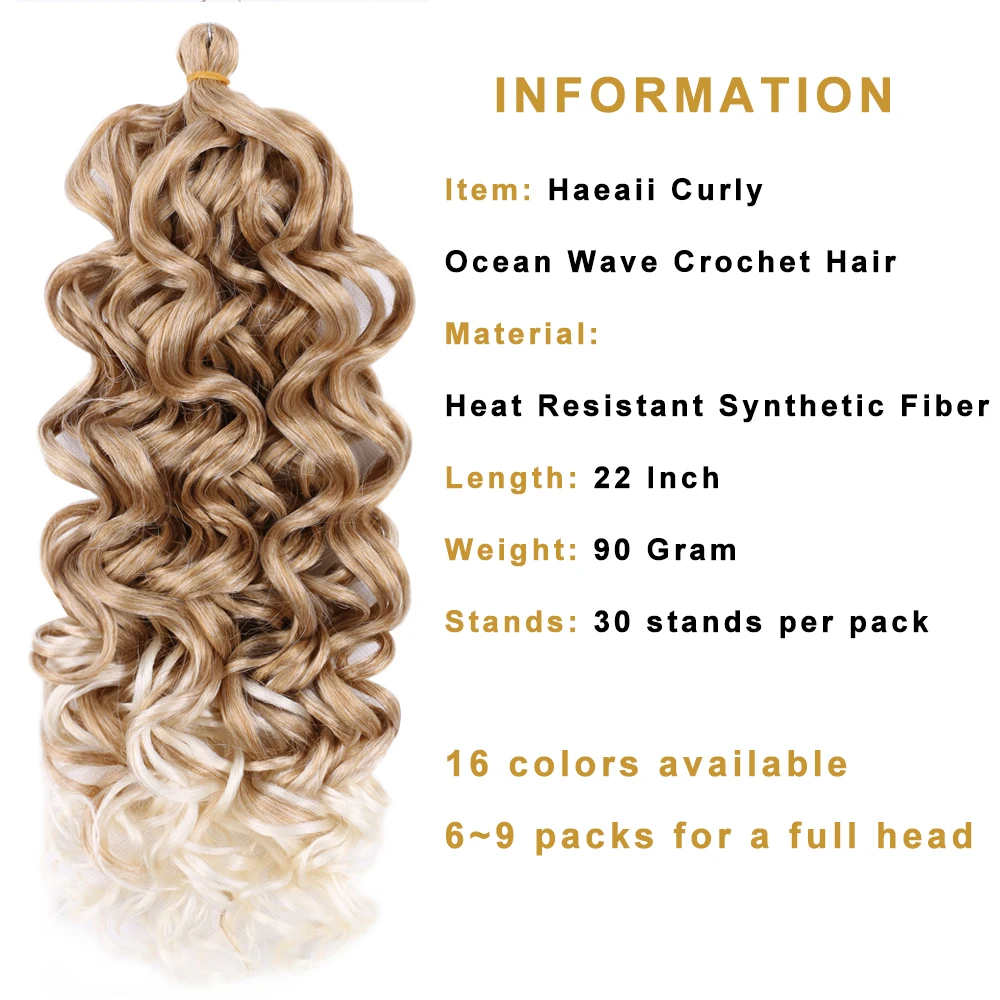 Synthetic Ocean Wave Braiding Hair Extension Hawaii Curly Crochet