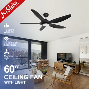 1stshine LED Ceiling Fan Hanging Black ABS Blades DC Motor Ceiling Fan with Light