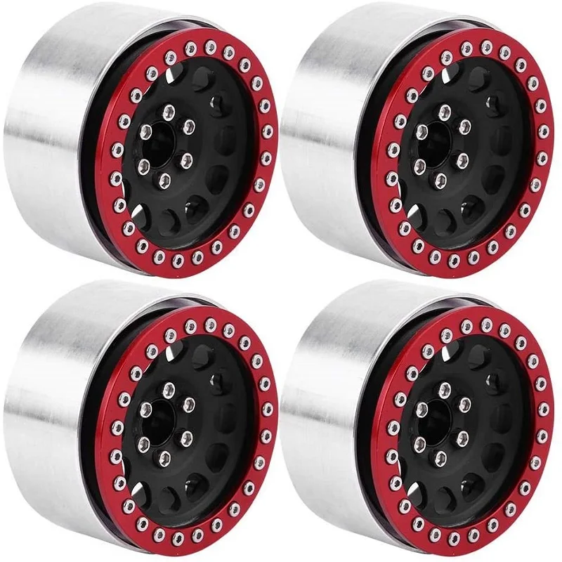 4PCS 1/10 RC Crawler SCX10 90046 TRX-4 D90 CC01 Metal Aluminum Alloy 12MM Hex 1.9" Beadlock Wheel Rims