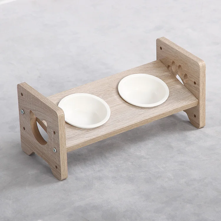 Фарфоровая керамическая миска для воды с деревянной рамой и регулируемой высотой для еды для собак, кошек, домашних животных