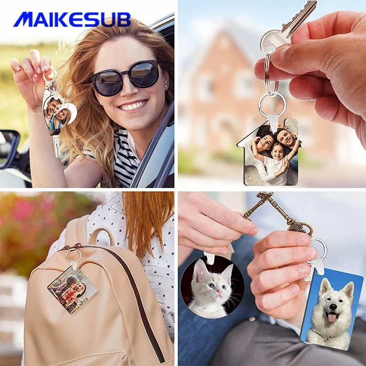 Customized Logo MDF Keychain with Metal Buckle Plastic Clip Single- Double-Sided for Decorative Objects Sublimation Keychain