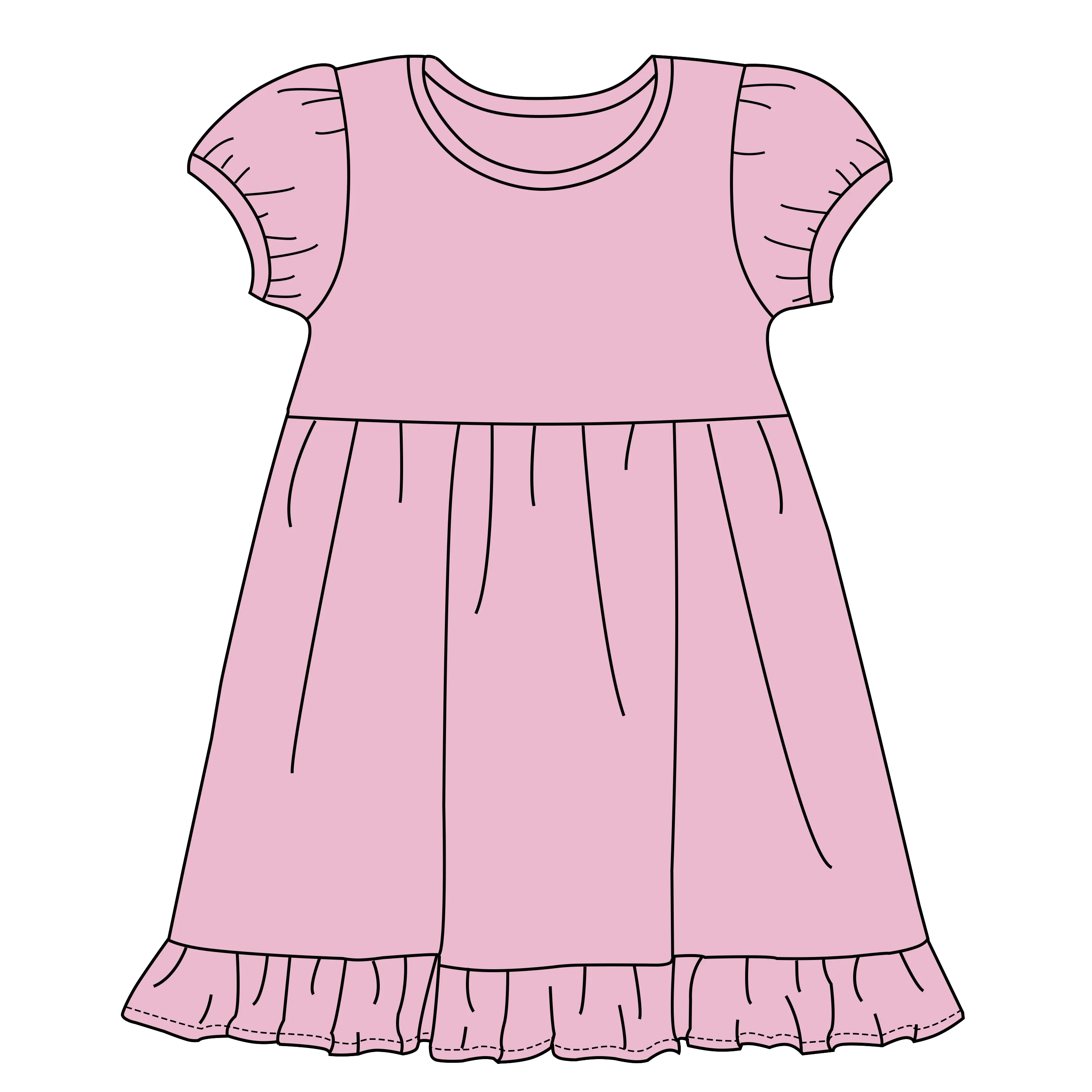 Baby Girls Summer Dress Flat Sketch Template. Infant Girls Technical  Fashion Illustration. Back Zipper Opening Stock Vector - Illustration of  frills, garment: 213198243