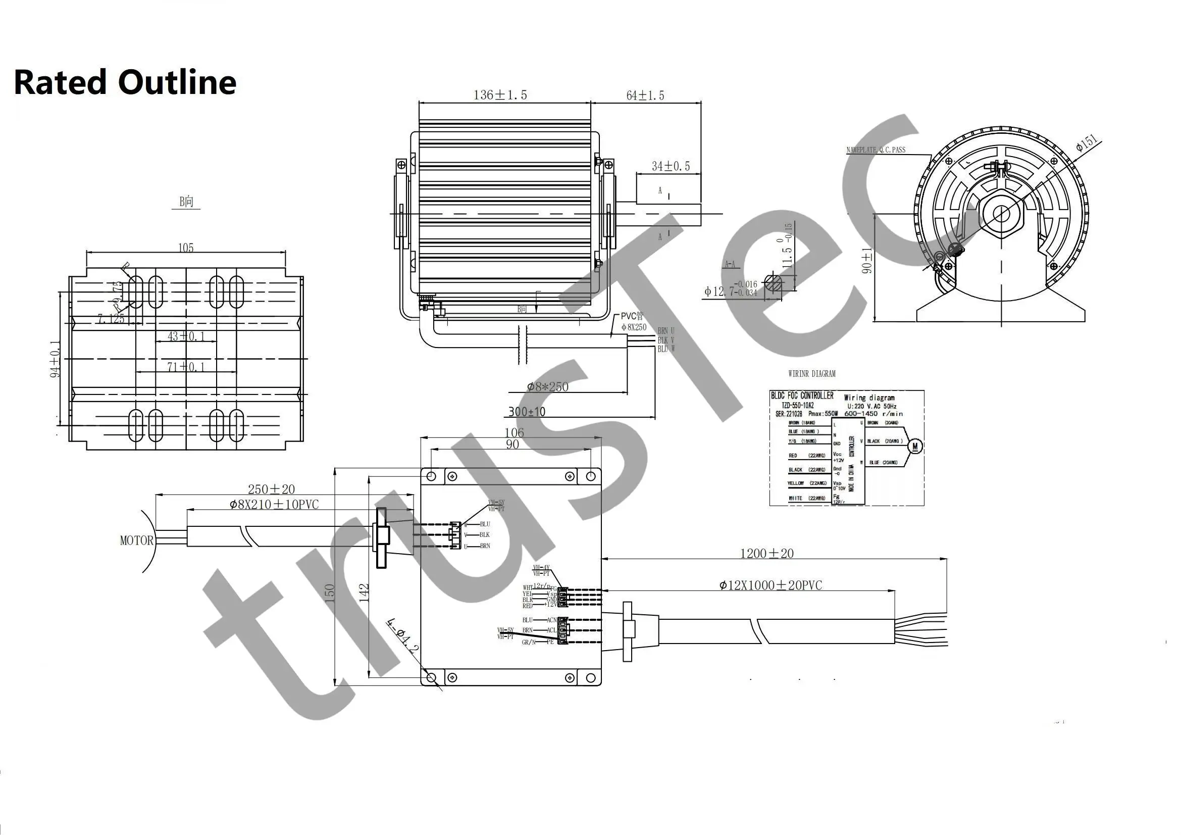 Air Conditioner Bldc Motor 220v 50hz 550w 6001450rpm Buy Air