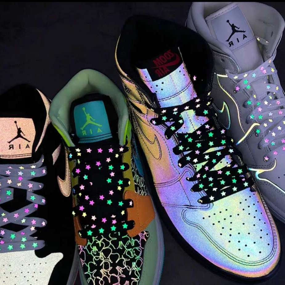 Ins De Moda Intermitente Cordones Ajuste Para El Decenio De 1970 Los  Cordones De Los Zapatos 3m Star Reflectante Aj Vance Una Af1 Cordones Para  Hombres Y Mujeres - Buy Cordones Reflectantes