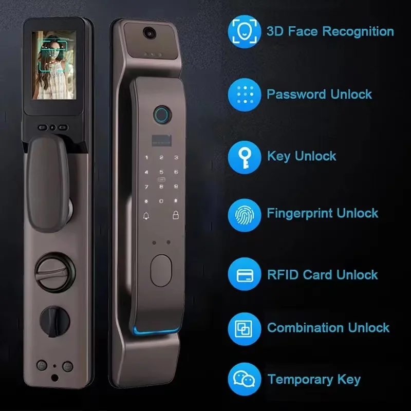 S906MAX 3D Face Recognition  Smart Doorlock Digital Fingerprint Remote Unlock Capture Photo Work with Tuya WiFi APP