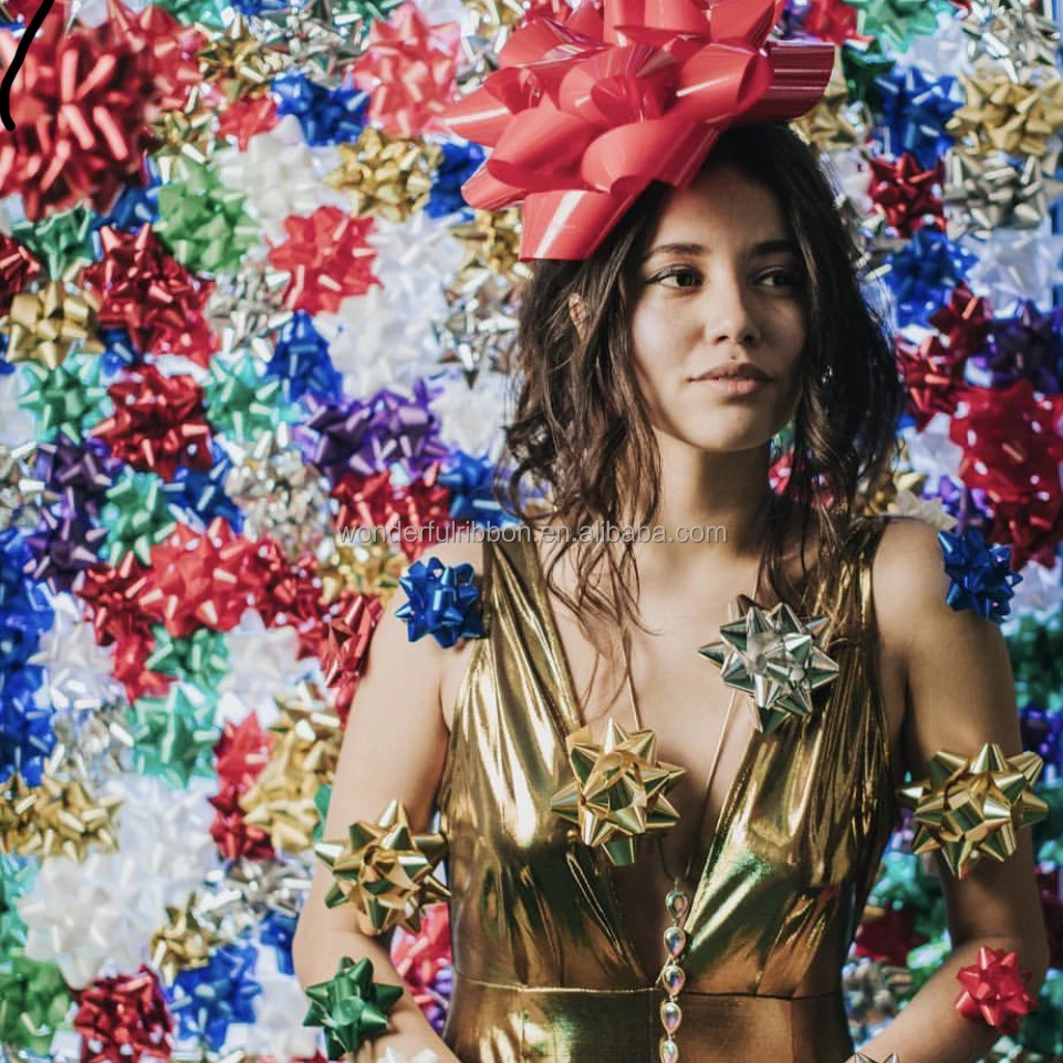 Wonderful 6'' Mini Gift Wrap Bows Christmas Multi Colors Metallic Star