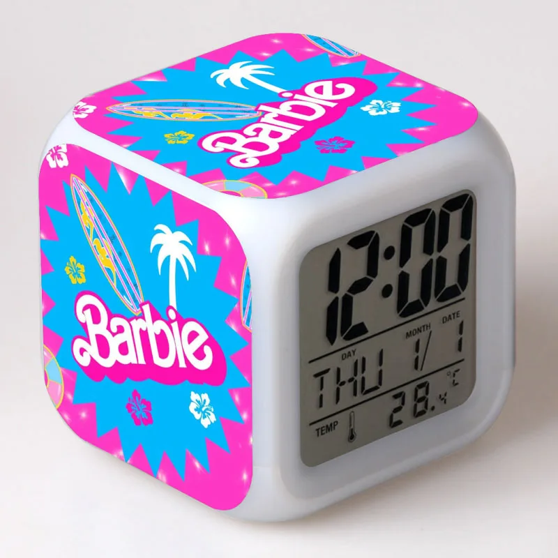 Colorful Square Barbie Decorative Alarm Clock,Strobe Led Light Barbie