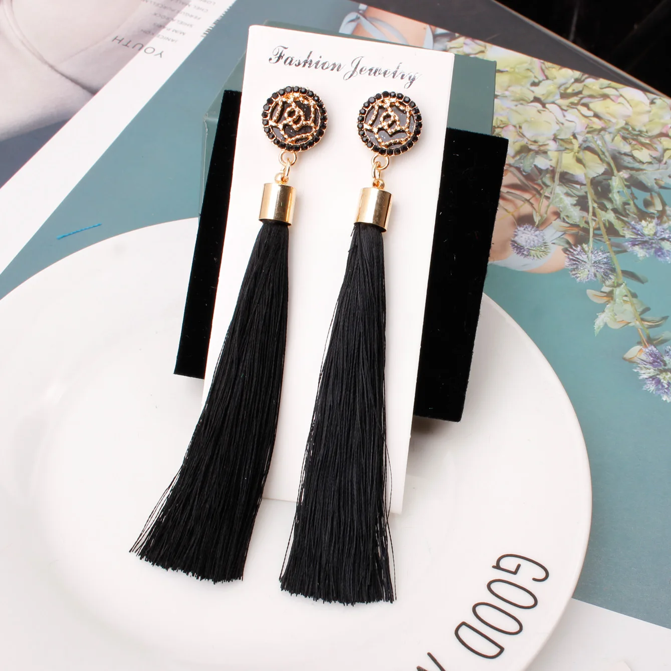 Orecchini pendenti con nappe in lega in stile etnico all'ingrosso