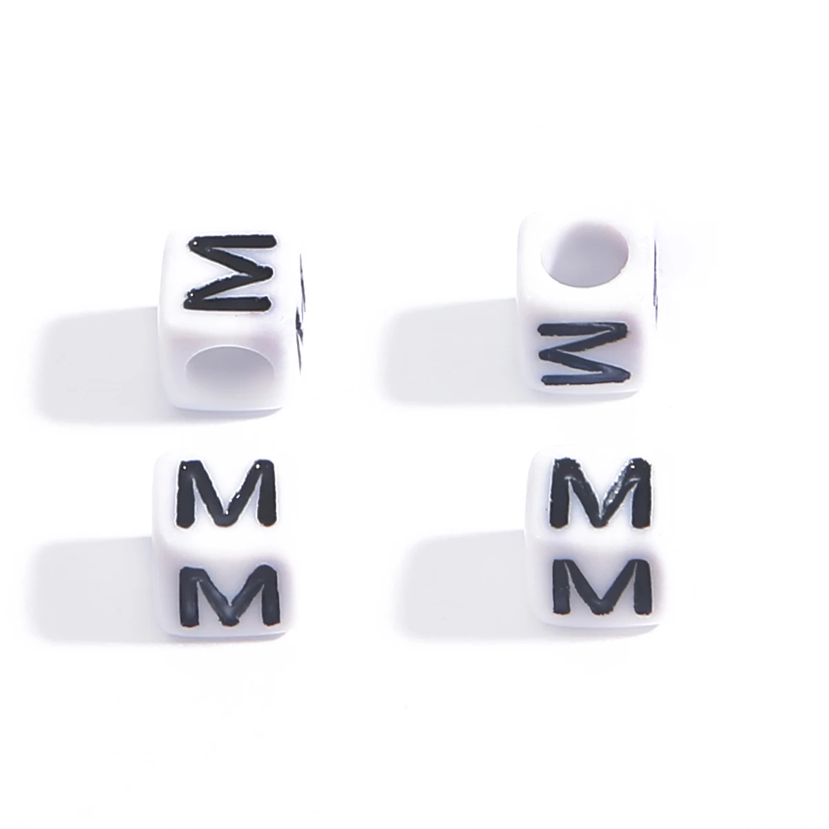 100 Perles Acryliques Cubes Blancs 8mm Avec Alphabets - Pour Fabrication Bijoux