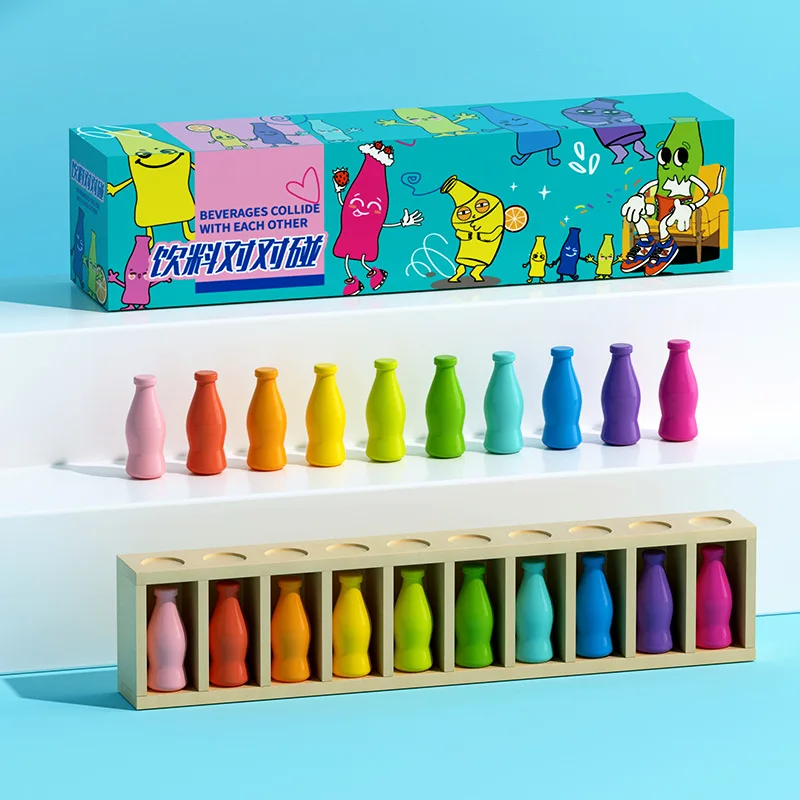 新しい子供向け早期教育用ボトルの色合わせゲーム 木製インタラクティブおもちゃ 記憶力トレーニング ゲーム ファミリーゲームナイト用