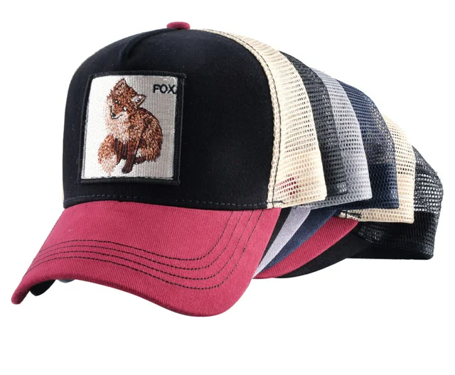 Custom 5 Panel Embroidery Leather Patches Wholesale Premium Trucker Caps Mesh Caps Outdoor Fishing Animal Hats Trucker