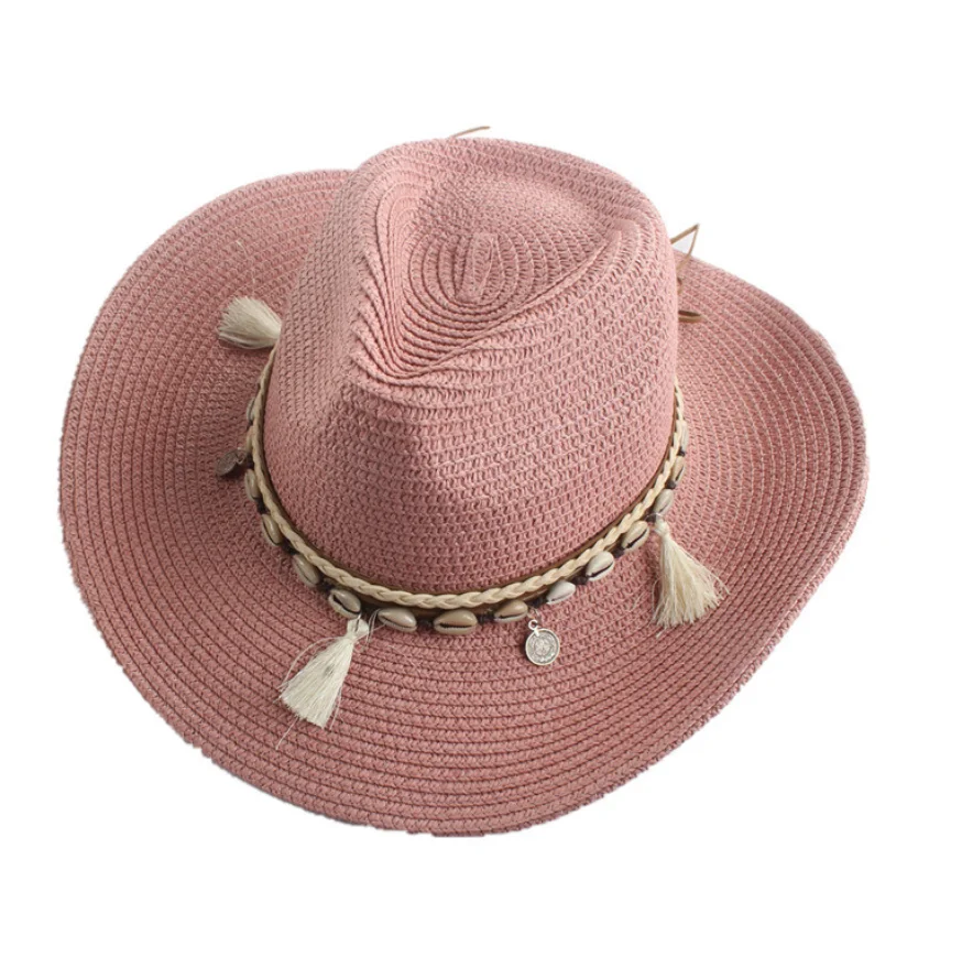 New Arrival Hollow Straw Hat Western Cowboy Hat Bohemia Lady Beach Sombrero Straw Panama Cowgirl Jazz Sun Caps for Unisex