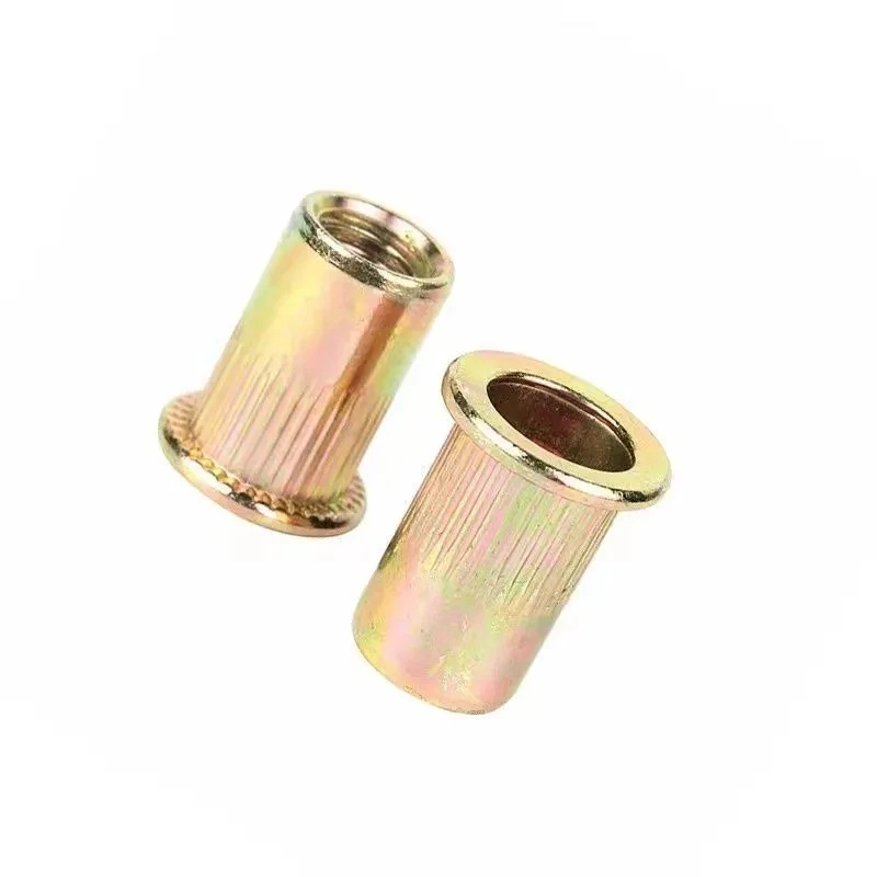Galvanized Carbon Steel Stainless Steel Flat Head Knurled Rivet Nut  Zinc Plating for Industry details