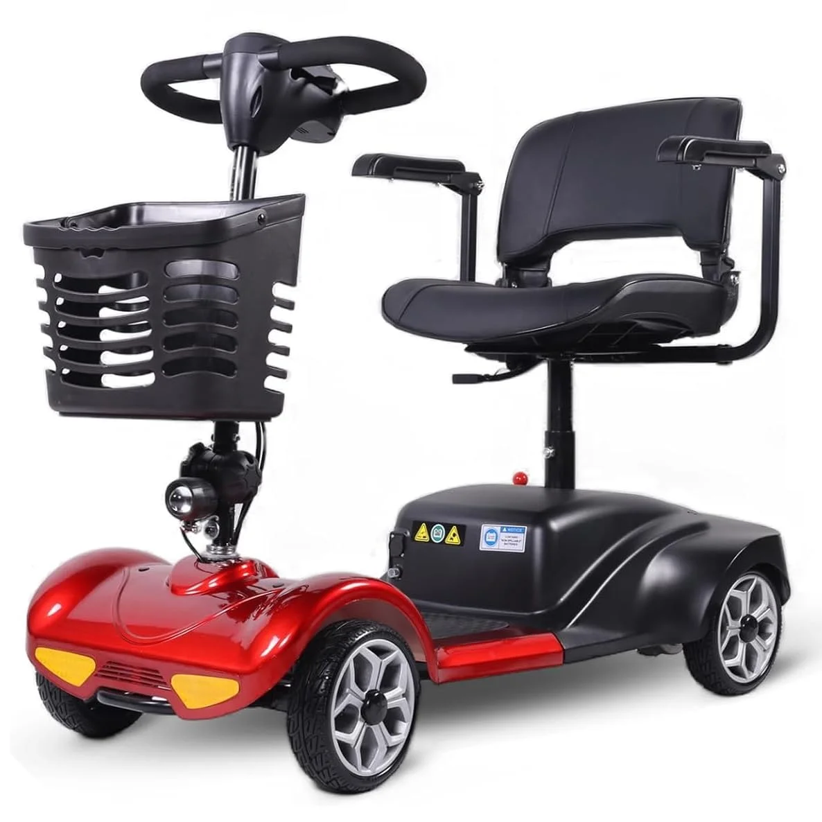 Lightweight 4-Wheel Electric Mobility Scooter for Elderly Adults 180kg Capacity 24V 12A Foldable Lead Acid Battery Handicapped