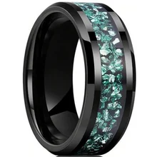 Fashion Jewelry High Polished 8mm Meteorite Inlay Black Mens Tungsten Ring for Wedding Engagement Ring