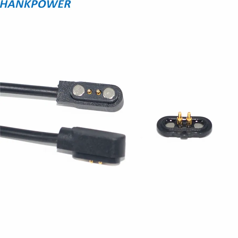 Spring Loaded Pogo Pin 2 Pins Connector 4mm Pitch T Shape 60cm for Smart Watch 2 in 1 2Pin Magnetic Charging Cable