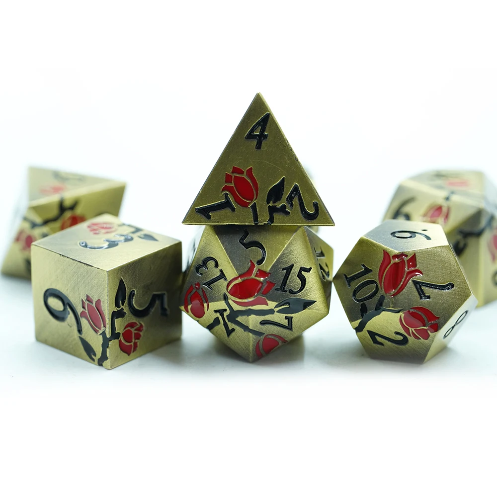 Горячая распродажа набора кубиков DND RPG из твердого цинкового сплава многогранный трехцветный розовый набор для игроков DND