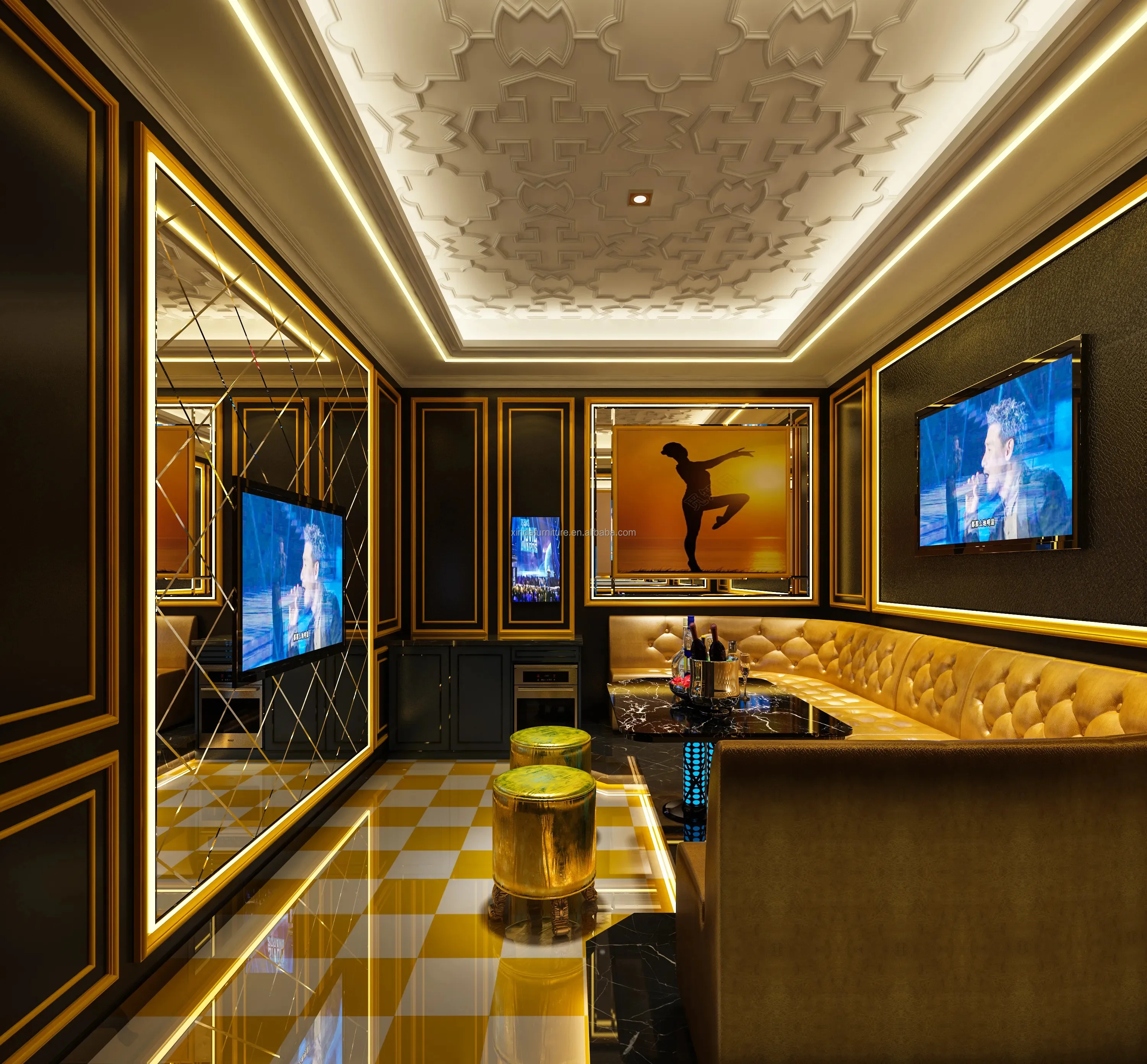 Ktv Room Interior Design Led Hookah Lounge Furniture Bar Night Club ...