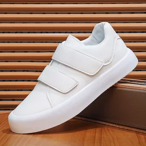 2026 Autumn New Velcro Men's Sneakers Fashion Casual Korean Style White Sports Trendy Shoes Cloth Lining