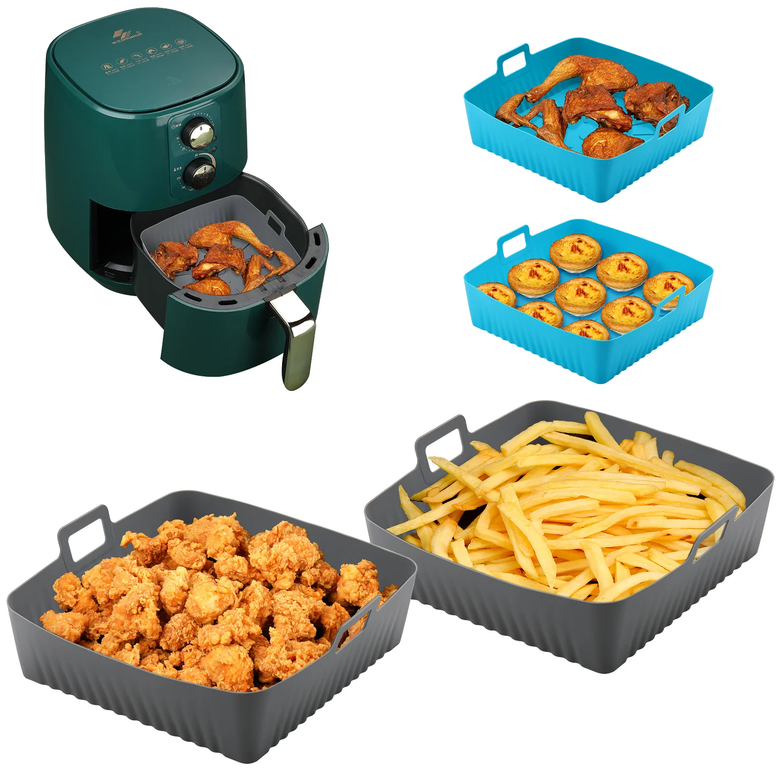 New Square Silicone Baking Mat & Tray for Air Fryer Oven Barbecue-Sustainable Oil-Proof Easy-To-Clean Large Size manufacture