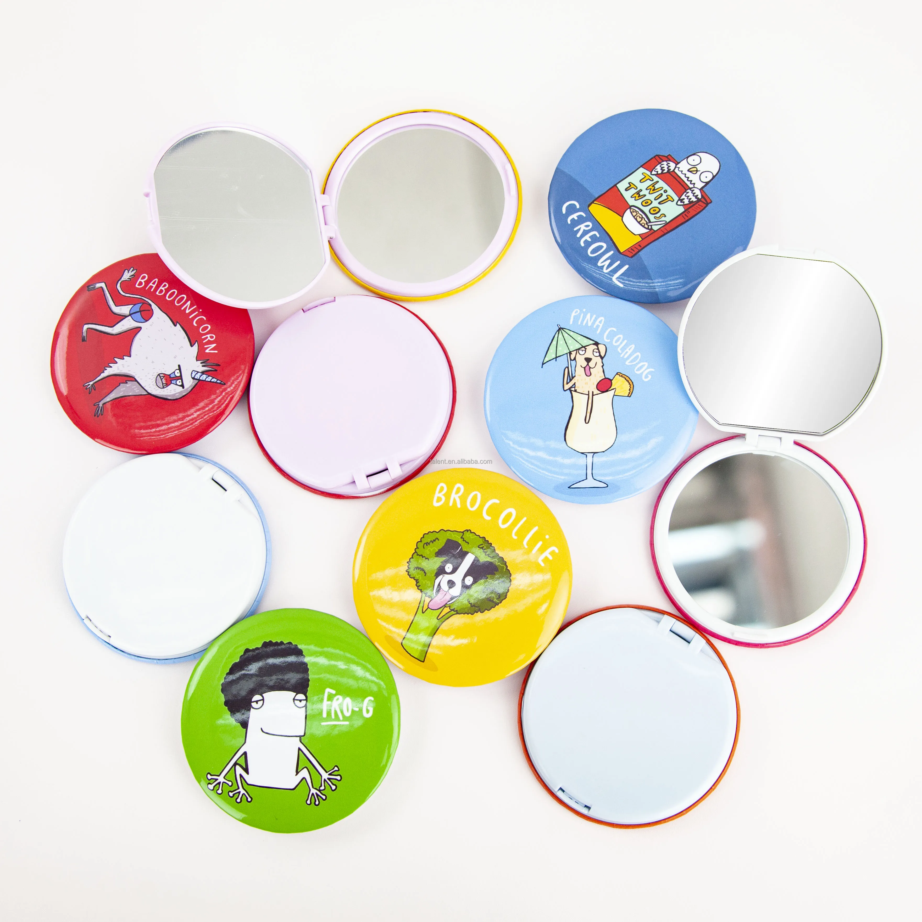 High Quality Factory Price TALENT Round 75mm Compact Mirror Cosmetic Mirror Button Makeup Mirror