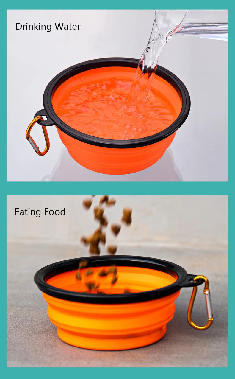 Dog Bowl Silicone Pet Dog Feeder Bowls Travel Dogs Cats Supplies