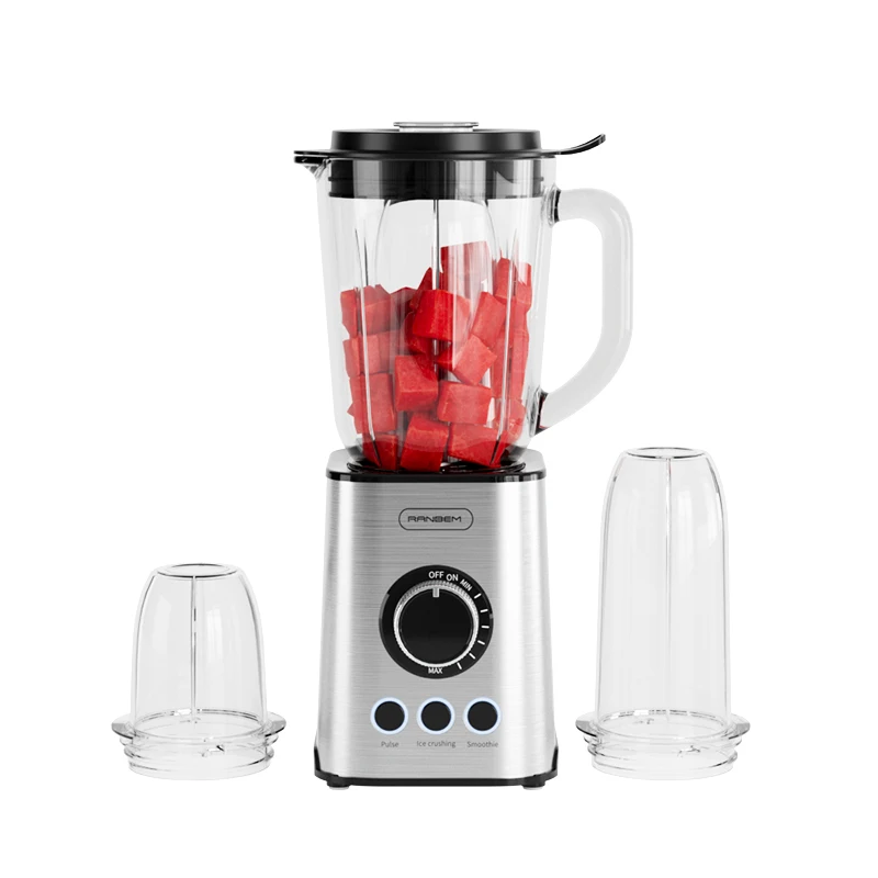 RANBEM Powerful Performance Electric 1.5L Glass Jug Crush Ice Smoothies Blender Tabletop Stainless Steel Multiple Blender