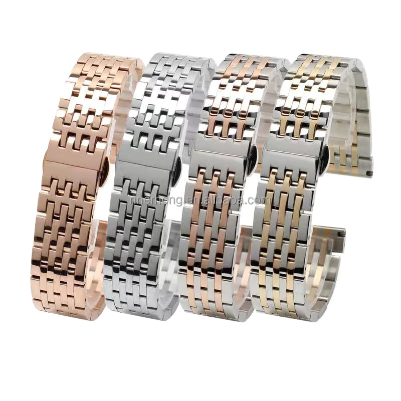 flise Grønland med sig Source High-quality two-tone gold rose gold silver 7-bead link 19mm 20mm  metal stainless steel watch band strap wholesale manufacture on  m.alibaba.com