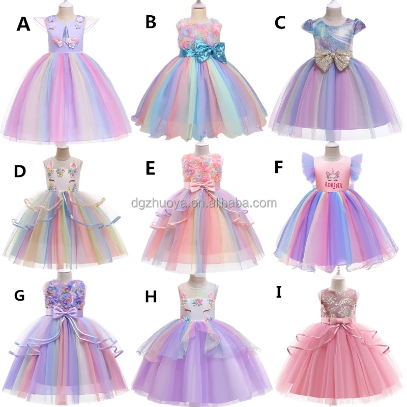 Children's Girls Wedding Gown Dress Princess Evening Party Dress Flower ...