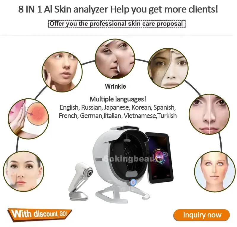 Skin Tester Face Moisture Oil Content Skin Analyzer Facial Water Cheek Elastic Face Age Test Meter Fluorescent Agent Detector
