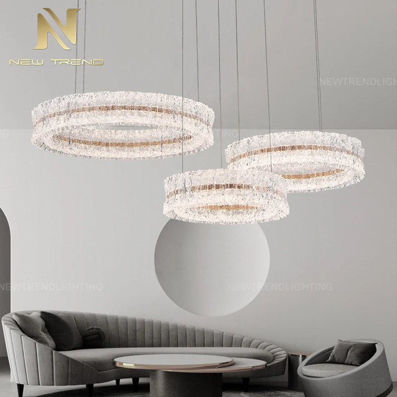 LC9888 Modern Style Indoor Decoration Pendant Light Living Dining Room Restaurant Home Acrylic LED Ring Chandelier  