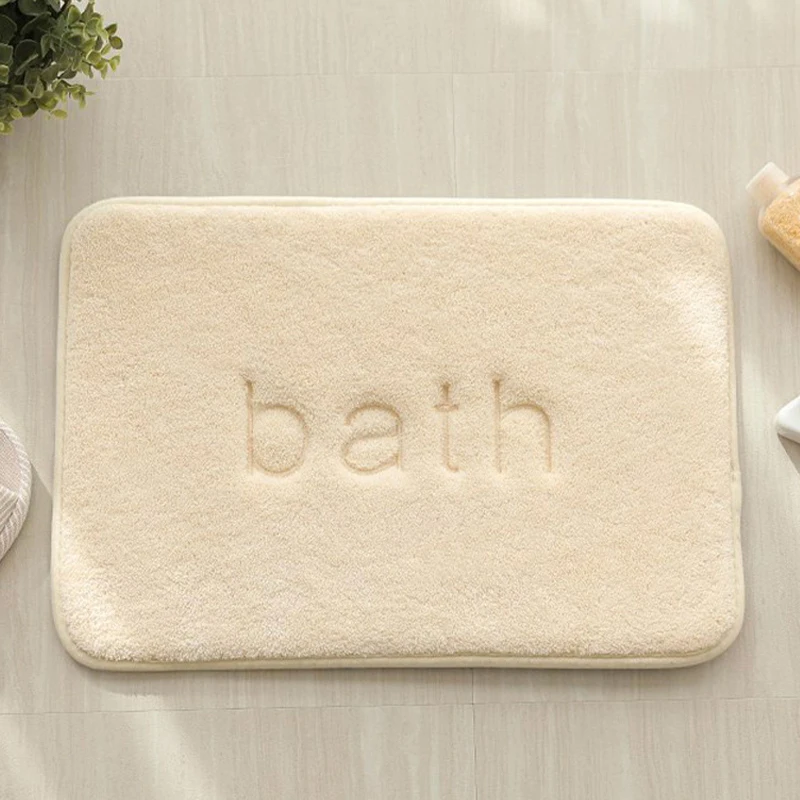 Custom Shu Velvet Foam Embroidered Bath Mat BATH Letters Non-slip Absorbent Bath Mat Floor Mat manufacture