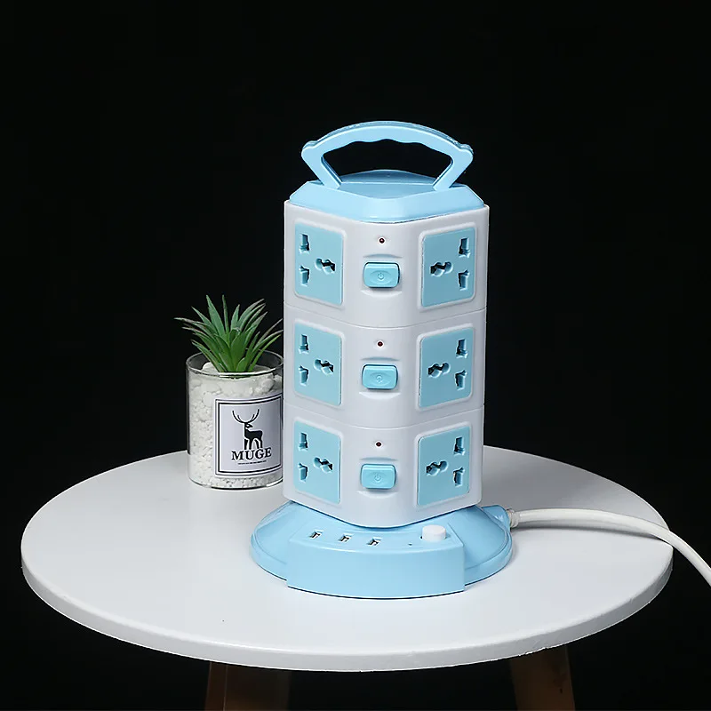 UK Standard Multi Plug Power Strip 16 Outlet 3 USB Charging Electrical Universal Extension Table Desk Tower Socket